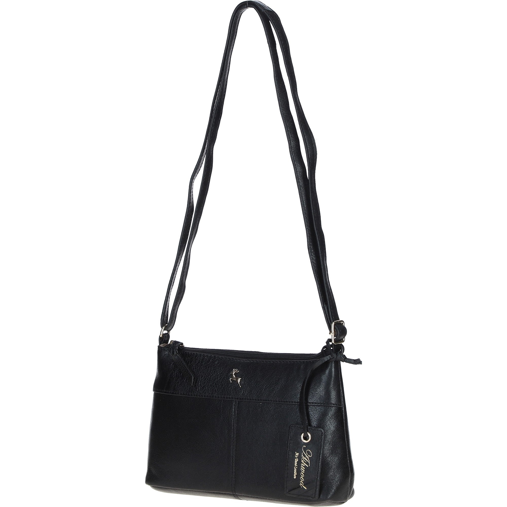 Elegant Leather Crossbody Bag Black: Delilah