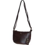 Leather Compact Crossbody Bag Brown: Naomi