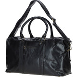 Large Leather Weekend Holdall Black: TL-009
