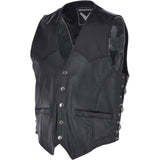 Men's Leather Embossed Laced Waistcoat Black: W/COAT LTR
