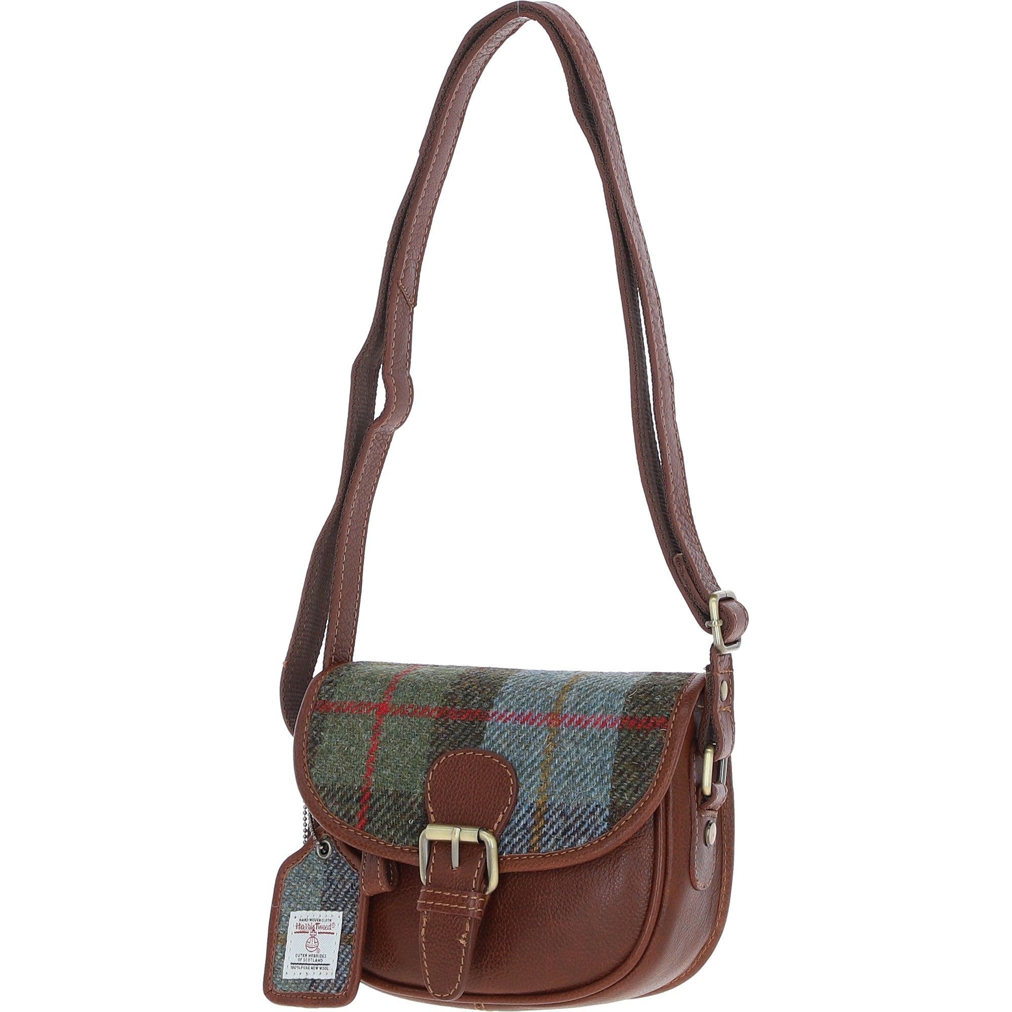 Ashwood Leather & Harris Tweed® Cloth Saddle Bag Tan/Mcload: TW-26-02-TM