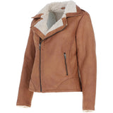 Ashwood Faux Fur Biker Style Jacket Tan: Jan