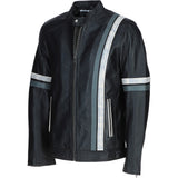 Men's Ashwood Leather Casual Jacket with Contrast Stripes Black: AWM-260