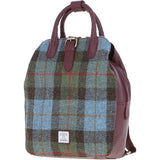 Ashwood Leather & Harris Tweed® Cloth Multi-Pocket Backpack Wine/Mcload: TW-66-17-WM
