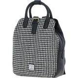 Ashwood Leather & Harris Tweed® Cloth Multi-Pocket Backpack Black/White: TW-66-12-BW