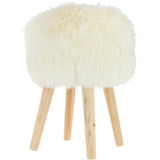 New Zealand Sheepskin Stool Natural: SHORT SHEEPSKIN STOOL