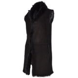 3/4 Length Toscana Suede Leather Gilet Black :  Nekhii