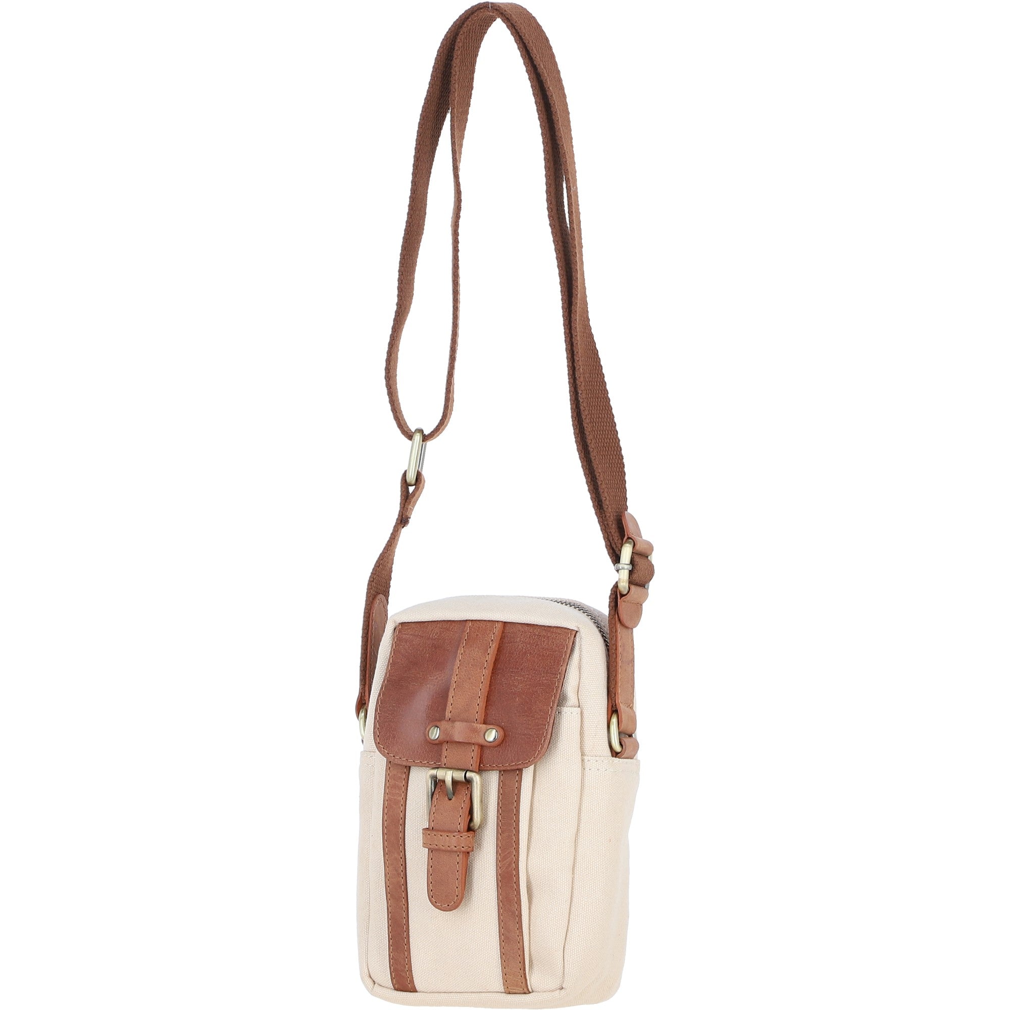Fenland Canvas & Leather body Bag Tan/Cream: FEN-750