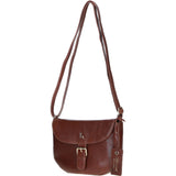 Leather Flap-Over Crossbody Bag Cognac: Violet