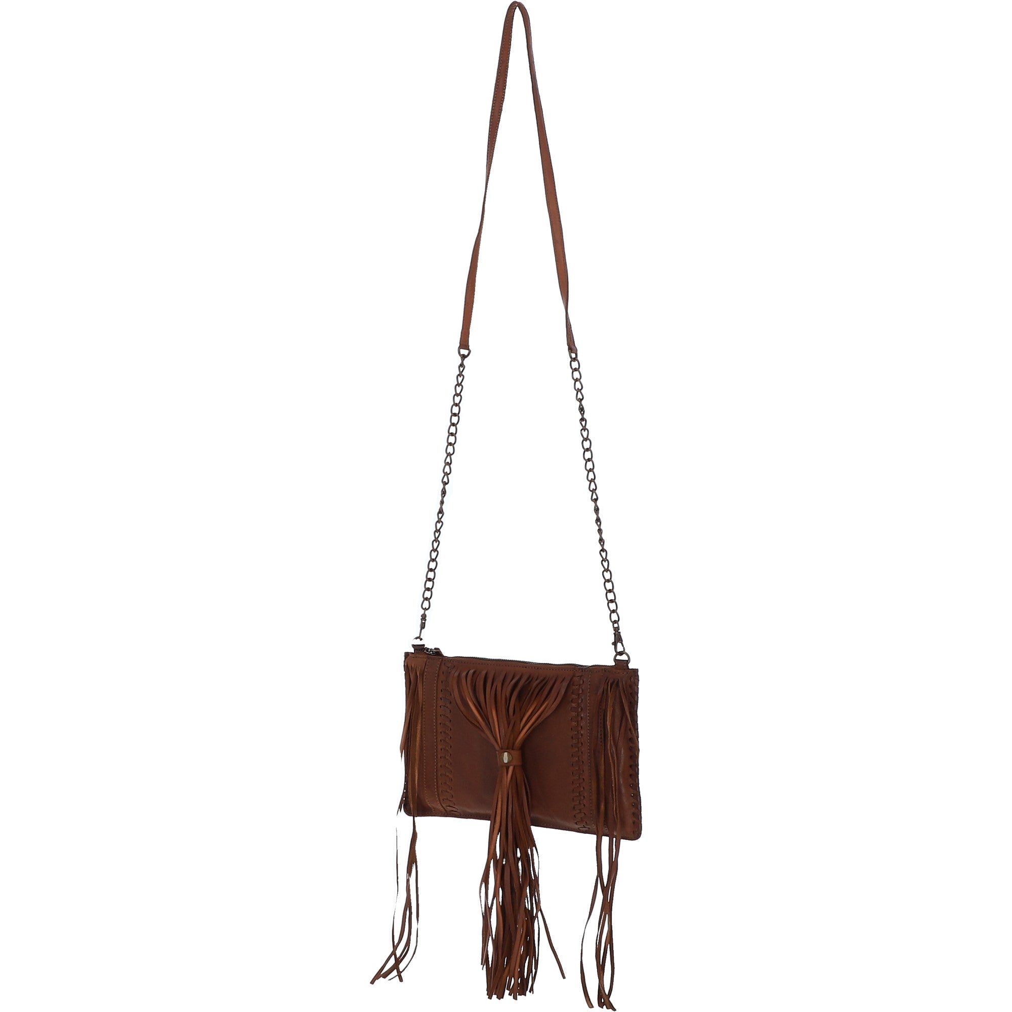 Ashwood Handcrafted Leather Crossbody Bag with Fringe Detail Rust: ela 1303