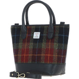Ashwood Leather & Harris Tweed® Cloth Large Grab Bag Black/Green/Red: TW-64-07-BR