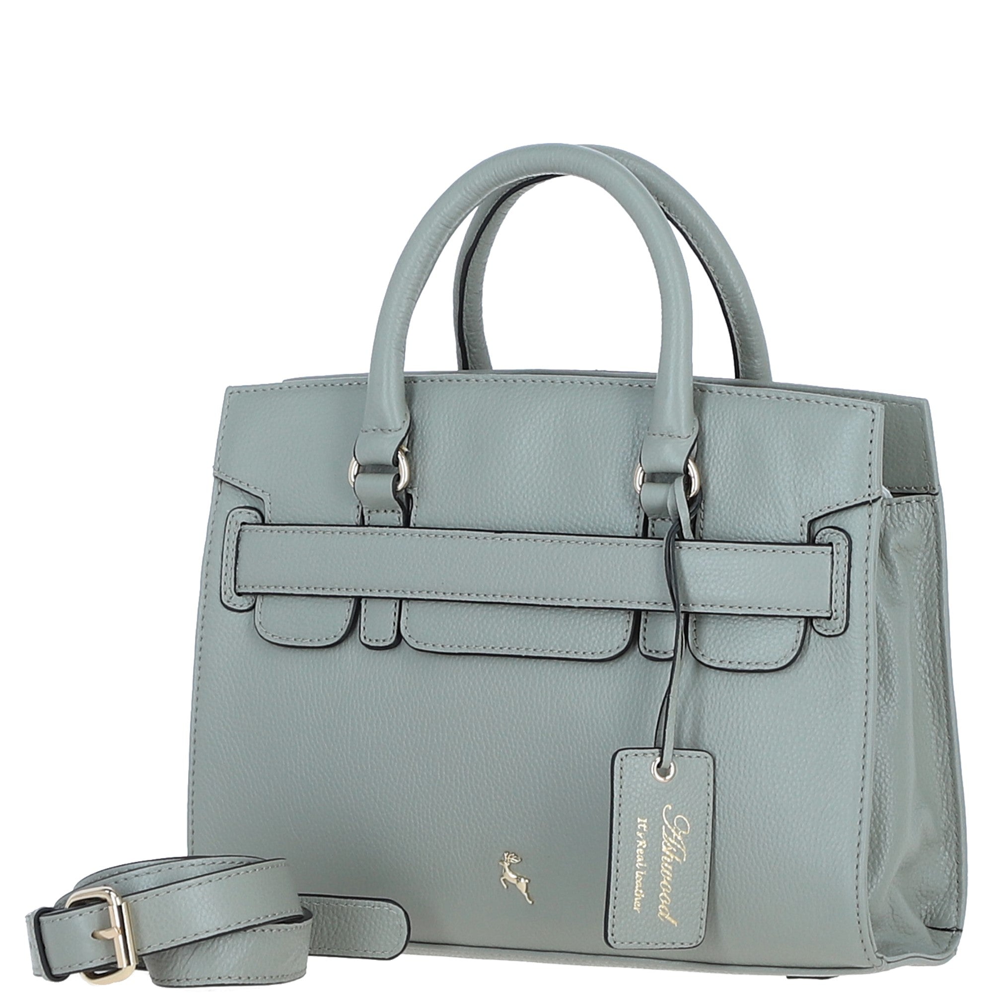 Ashwood Leather Handbag with Detachable Crossbody Strap Sage: 64747