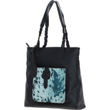 Black Leather Shoulder Bag with Pony Print Pocket: ELA 1128