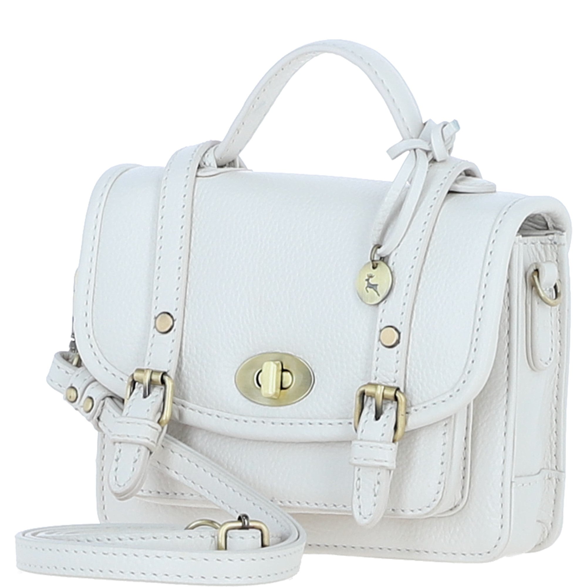 Stylish Ashwood Leather Small Satchel Bag White: Y-61