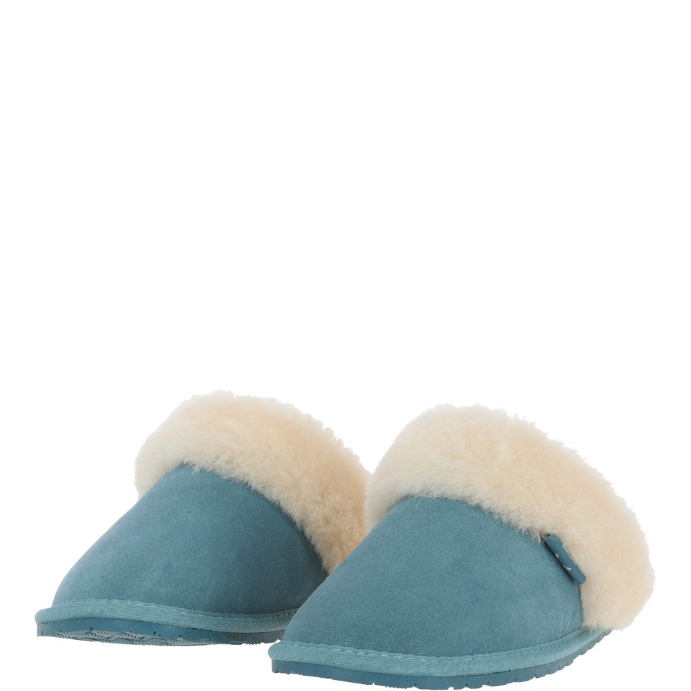 Women's Classic  Suede Sheepskin Slippers Powder Blue: FEN-LADIES SLIPPERS