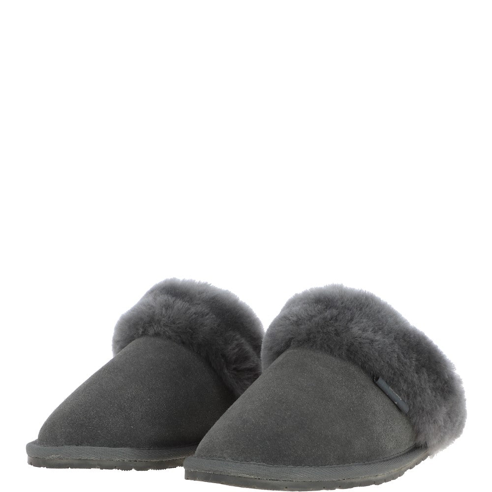 Classic Ladies Suede Sheepskin Slippers Gray