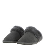 Classic Ladies Suede Sheepskin Slippers Gray