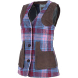 Ashwood Women's Country Tailored Buttoned Gilet with Leather Trim Brown/Pink: TW-704-15-BP