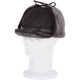Leather Hunting Trapper Hat With Sheepskin Fur Brown Brissa: 018S