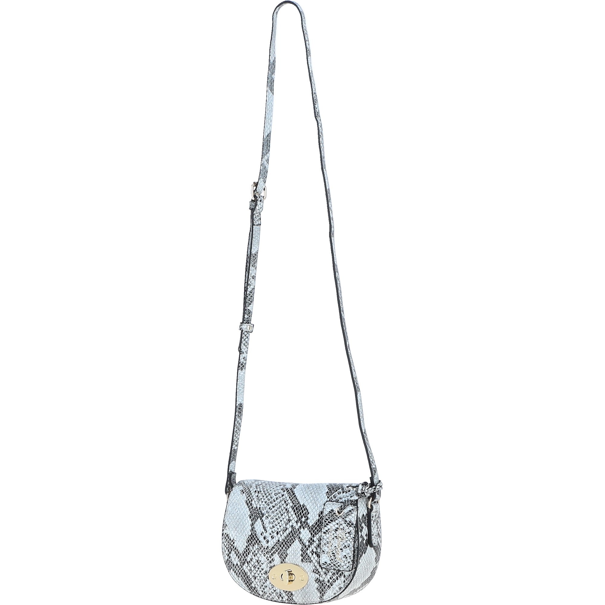 Real Leather Saddle Crossbody Bag Snake: 63753