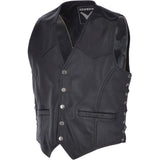 Men's Leather Embossed Laced Waistcoat Black: W/COAT SKULL