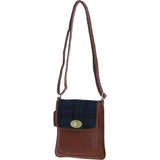Ashwood Leather & Harris Tweed® Cloth Twist Lock Crossbody Bag Tan/Watch: TW-31-04-TW