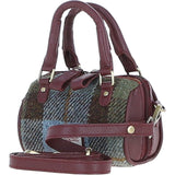 Ashwood Leather & Harris Tweed® Cloth X-Small Barrel Bag Wine/Mcload: TW-60-17-WM