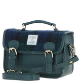 Ashwood Leather & Harris Tweed® Cloth Small Satchel Bag Green/Watch: TW-67-18-GW