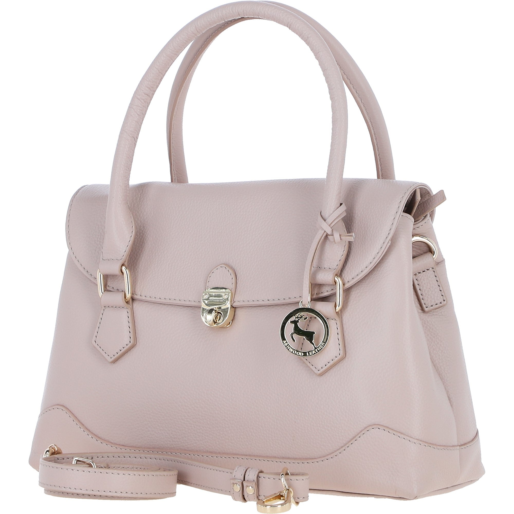Premium Leather Shoulder Bag with Detachable Crossbody Strap Beige: Y-56