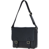 Gabicci Leather Messenger Bag with Crossbody Strap Black: GB-64957