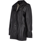 Womens Single Breasted Leather Coat Black/ddy: ESMARALDA
