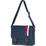 Gabicci Leather Messenger Bag with Striped Detail Navy: GB-64951