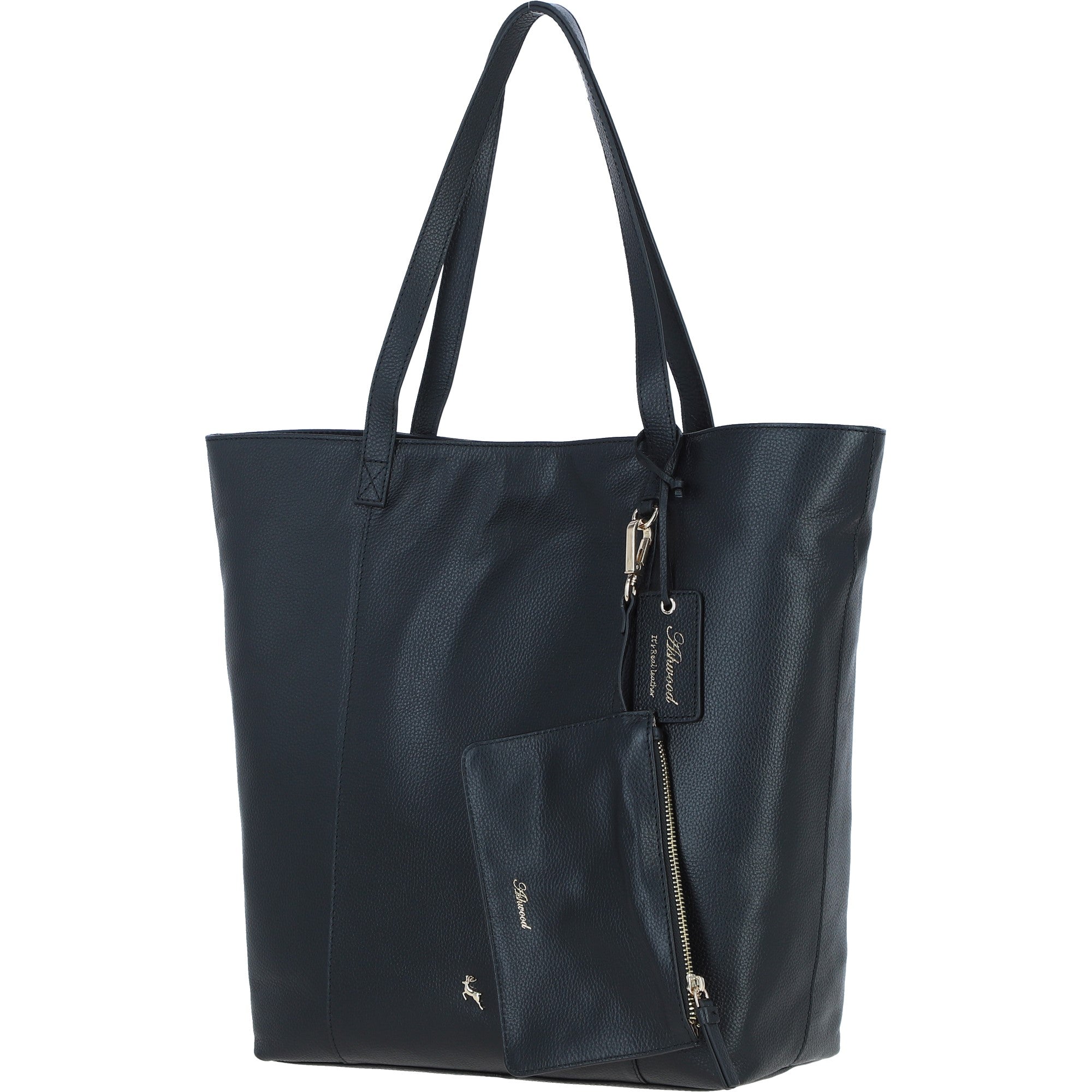 Ashwood Leather Shoulder Bag with Detachable Pouch Black: 64454