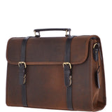 Vintage Oily Hunter Leather Briefcase Brown: Walter