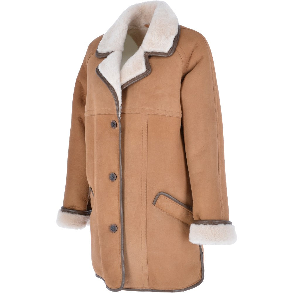 Women's Sheepskin Coat Biscuit Tan: KB 265