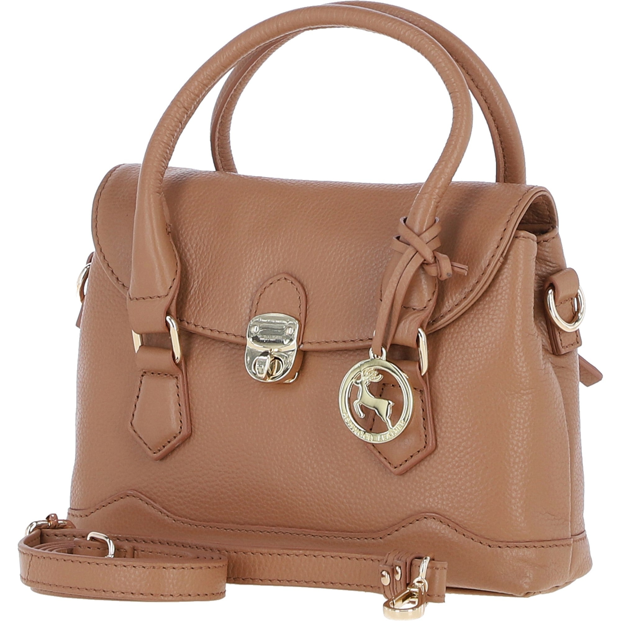 Elegant Ashwood Compact Handbag with Detachable Crossbody Strap Butterscotch: Y-55