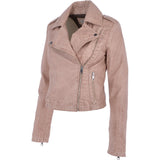 Short Leather Biker Jacket Stone: 6617