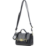 Ashwood Leather & Harris Tweed® Cloth Small Satchel Bag with Twist Lock Black/White: TW-33-012-BW