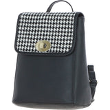 Ashwood Leather & Harris Tweed® Cloth Compact Backpack Black/White: TW-65-12-BW