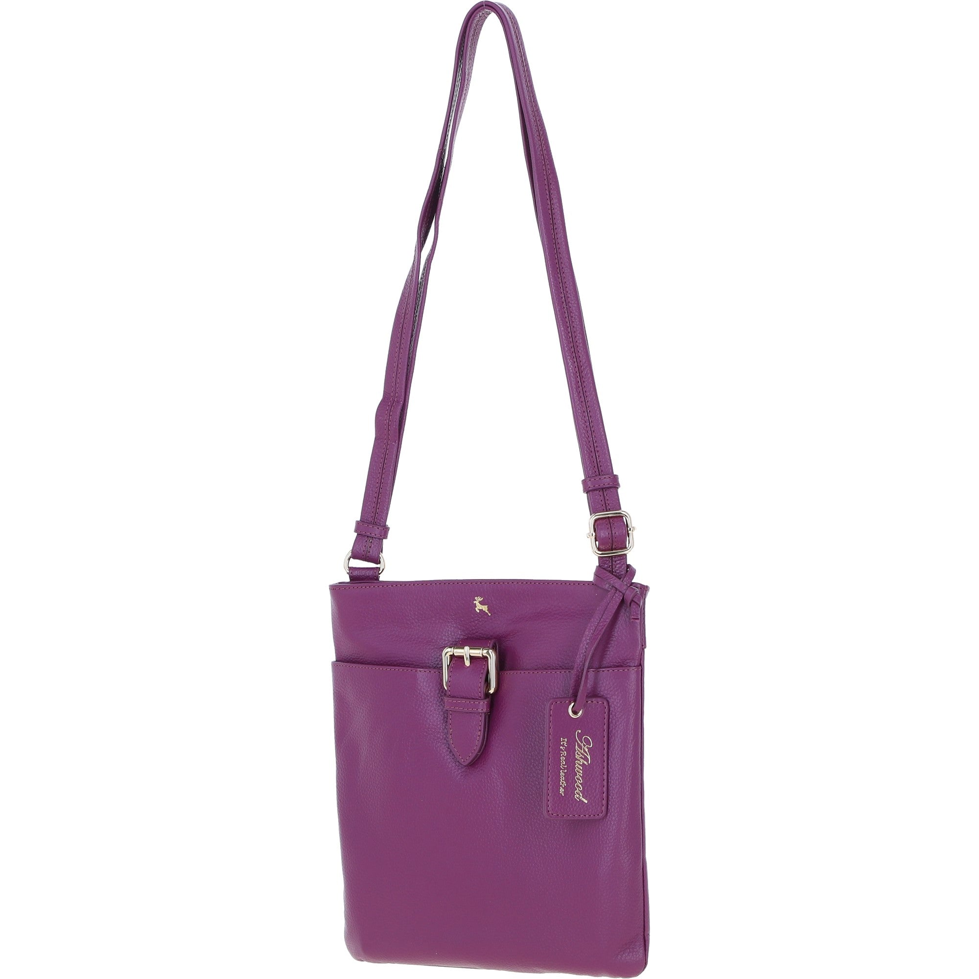 Ashwood Leather Smart Tab Cross Body Bag Raspberry: 63621/Tab