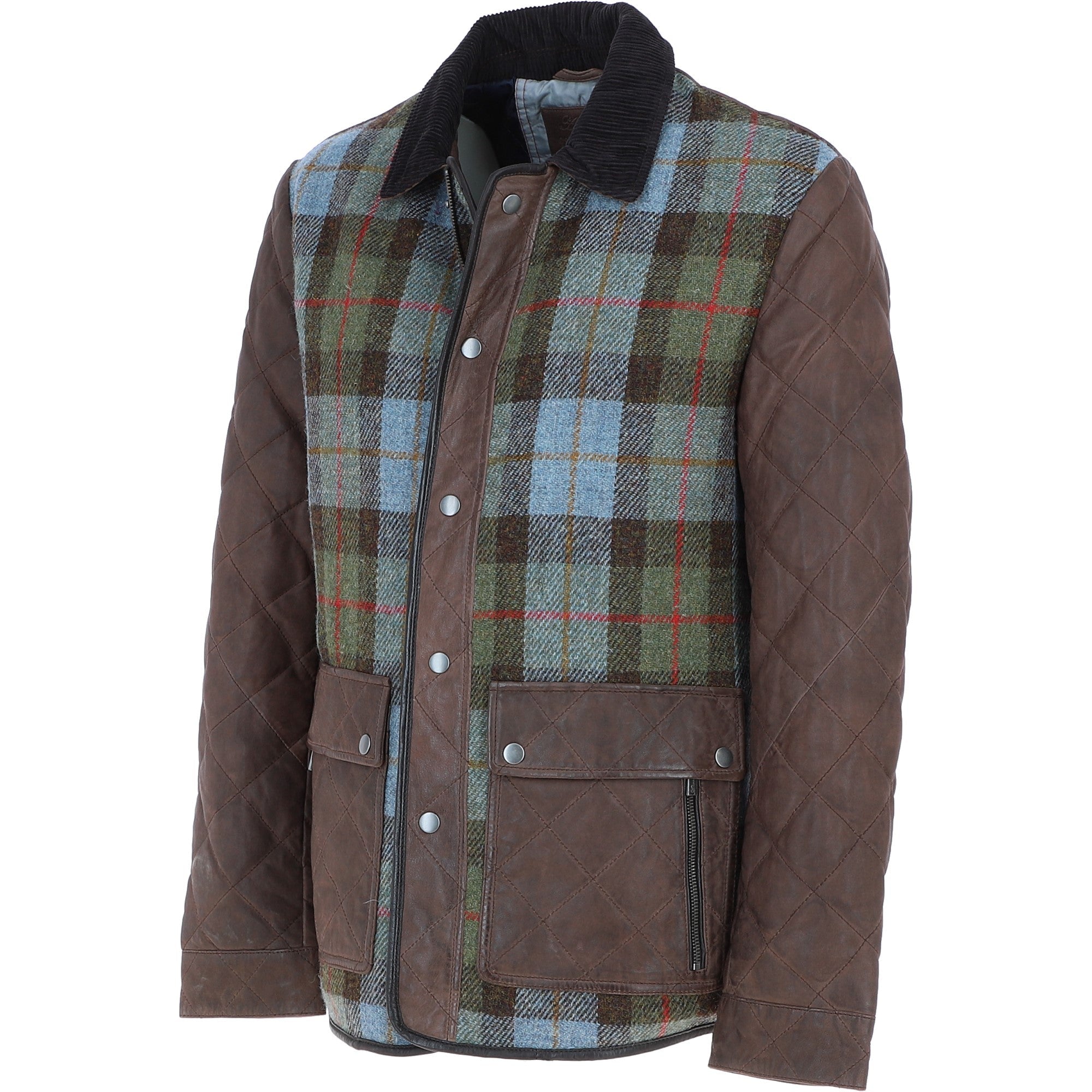Ashwood Leather x Harris Tweed Men’s Diamond Quilted Stitch Details Casual Jacket Brown/Mcload: TW-907-01-BM
