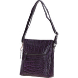 Ashwood Leather Croc-embossed Shoulder Bag for Woman Purple: 12088