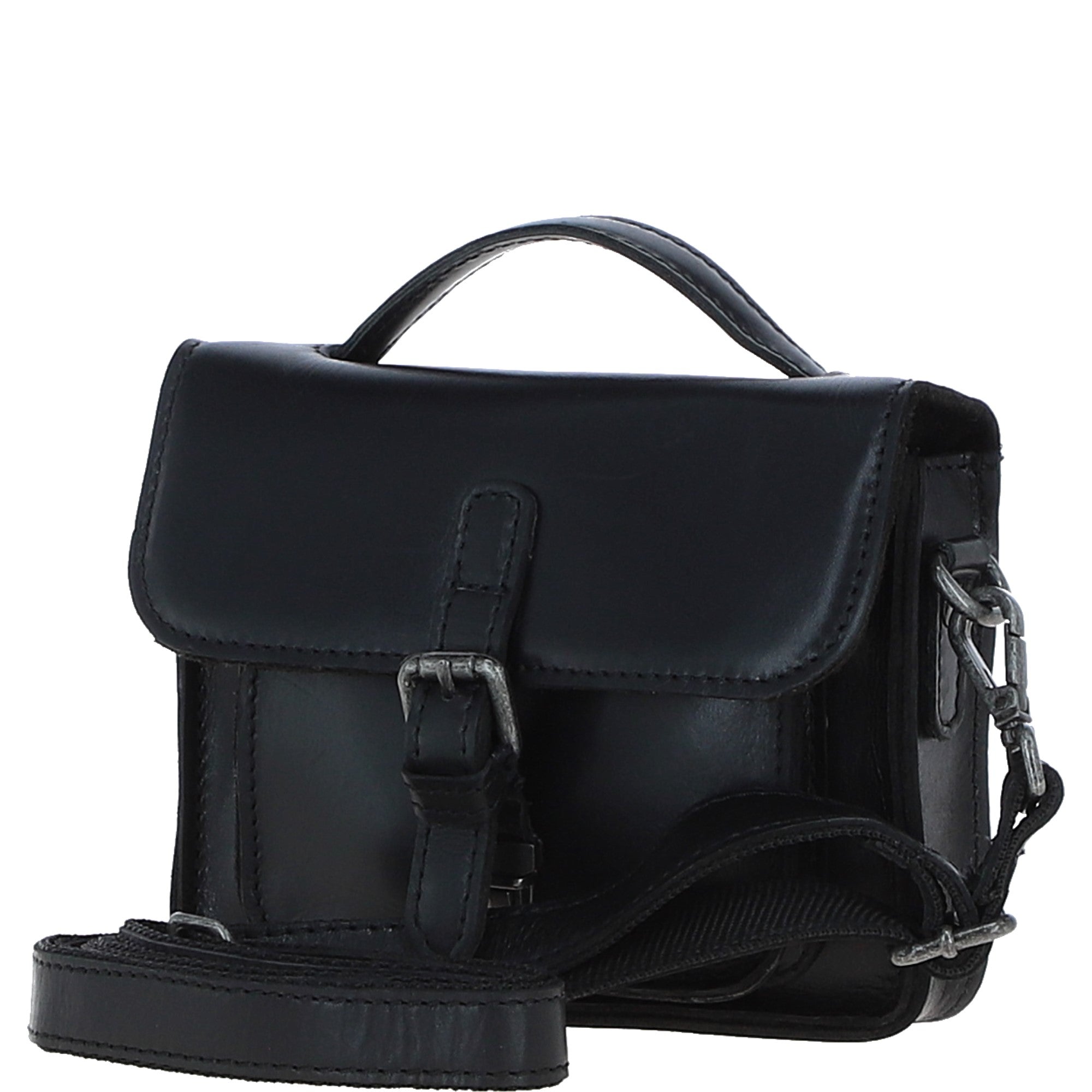 Ashwood Leather Mini Crossbody Satchel Bag Black: P-61