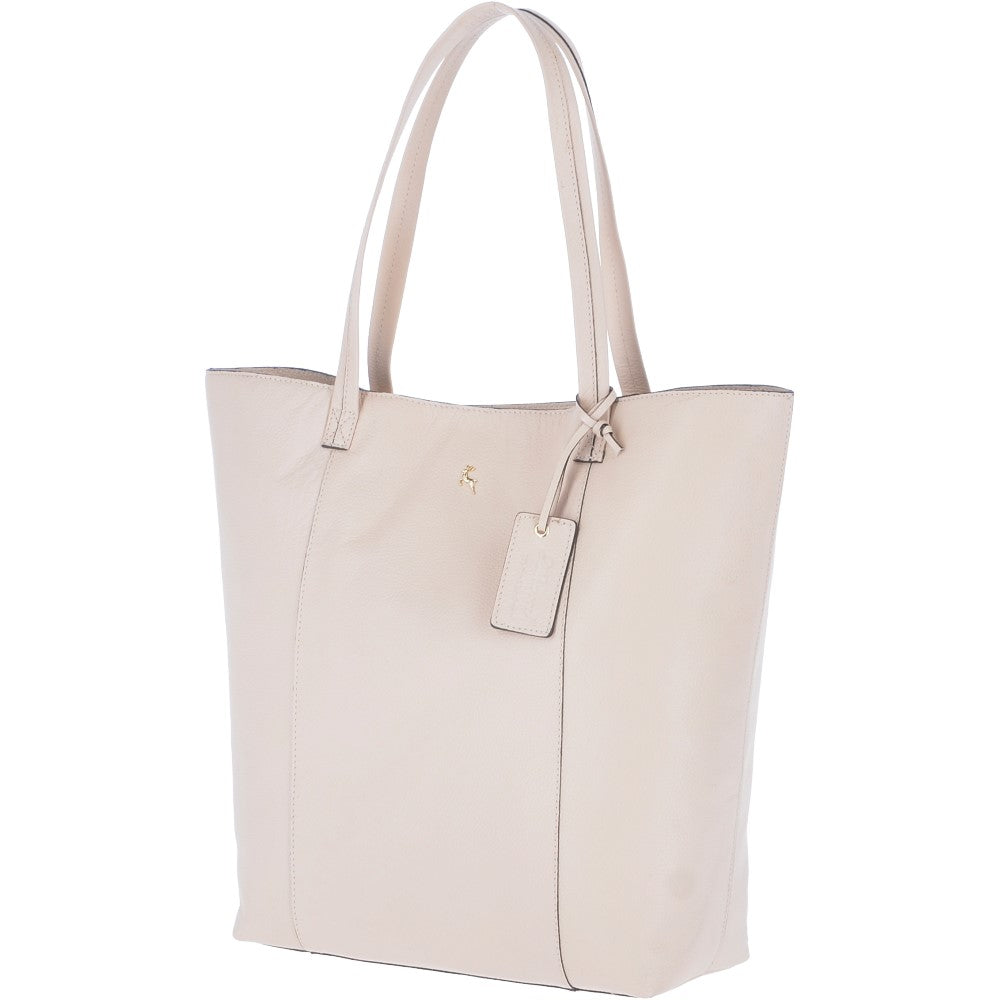 Women's Large Leather Shopper Tote Bag Panna Cota Cream : 61911