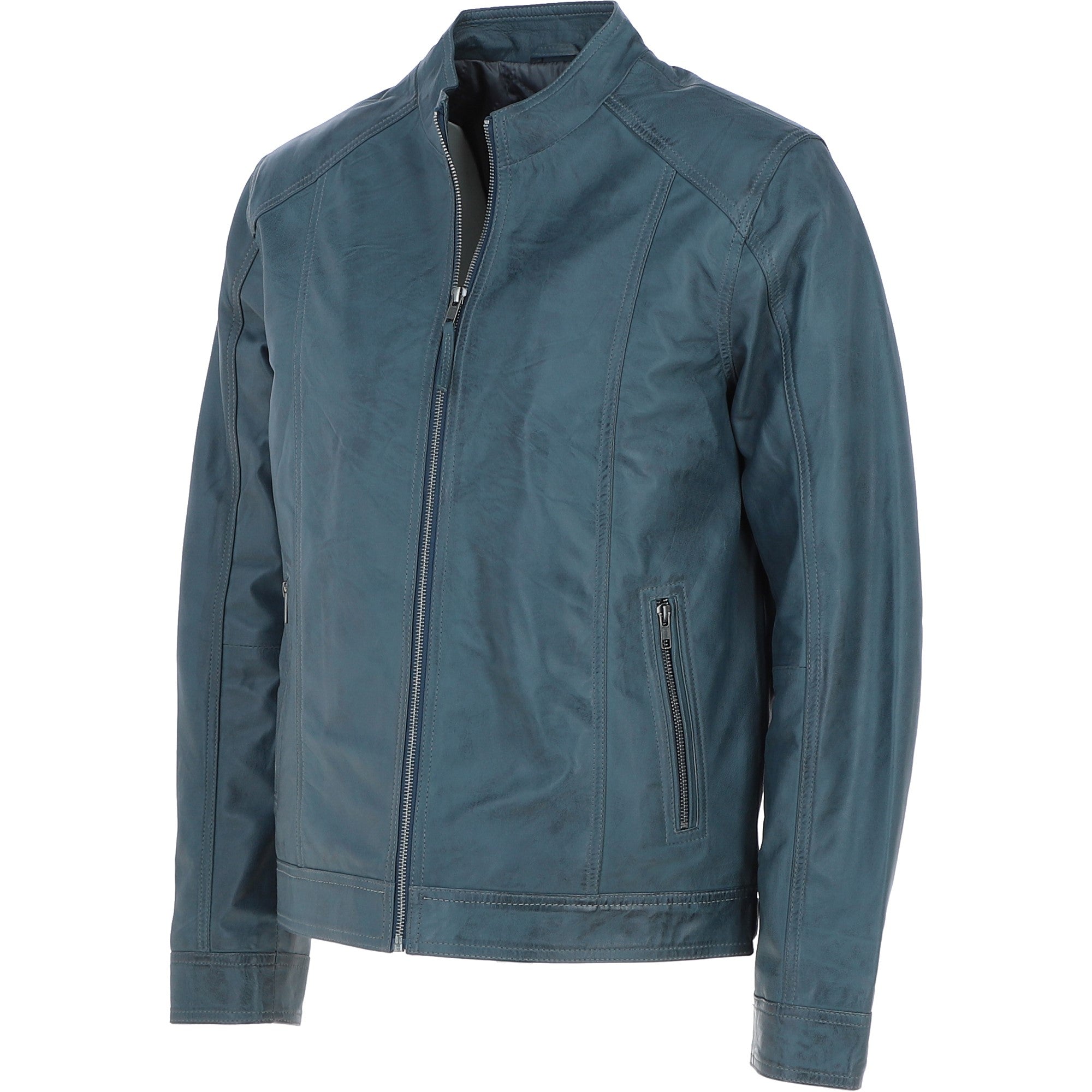 Leather Biker Jacket Grey: BR ROCK 2
