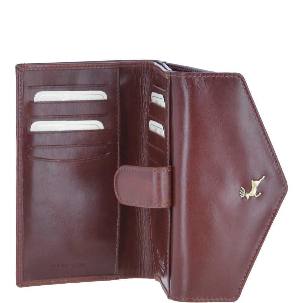 Small Vegetable Tanned Cash And 12 Card Envelope Purse Chestnut: V-62