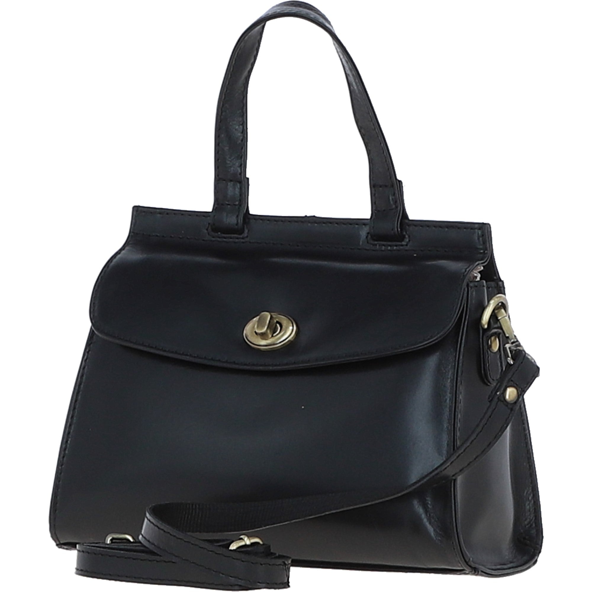 Ashwood Medium Leather Grab Bag Black: V-83