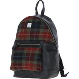 Exquisite Ashwood Leather & Harris Tweed® Cloth Large Rucksack Black/Green/Red: TW-43-07-BR