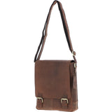Classic A4 Leather Flap-Over Messenger Bag Brown: Q-43
