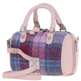 Ashwood Leather & Harris Tweed® Cloth Small Barrel Bag Baby-pink/Pink: TW-61-15-BP